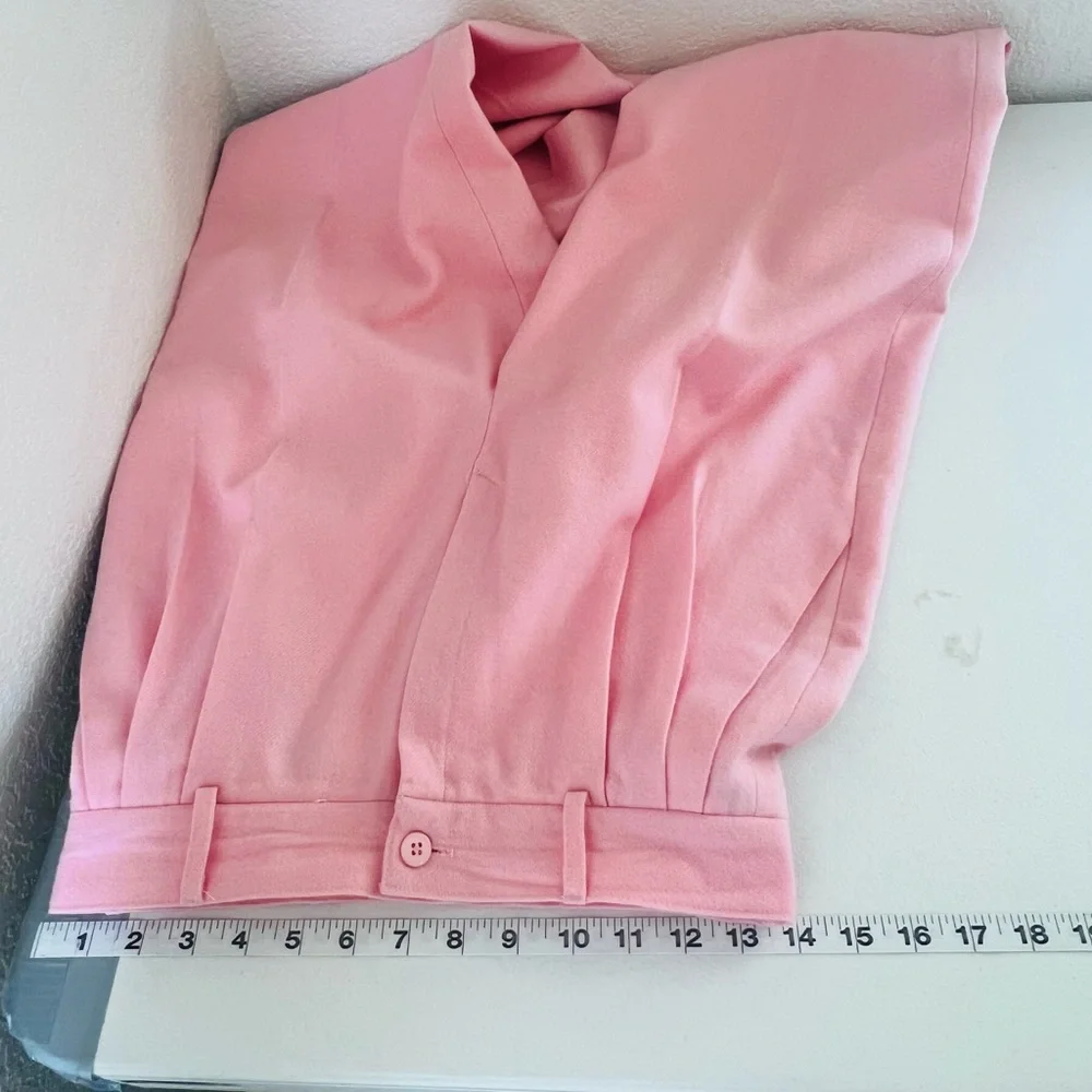 Vintage Pink Trousers Pants 100% Wool Grandmacore Coquette Girl Womens Size 8 - Picture 6 of 8